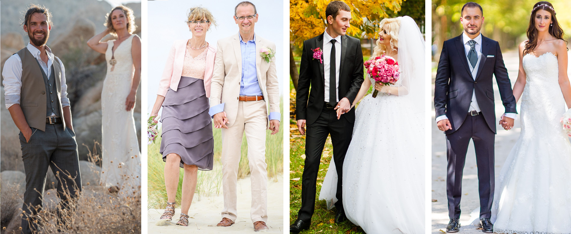 Hier ein paar Hochzeitsanzüge aus unserer Kundengallerie. Sei es eine spezielle Weste für in der Wüste Californiens, oder einen schönen Leinenanzug für die Hochzeit am Strand. Ein modern geschnittenen, schwarzen Anzug mit Satin besetztem Stoff oder ein 3 teiliger Anzug in Stahl-Blau. Für passenden Hochzeitsanzüge kommen Sie am besten zu uns.