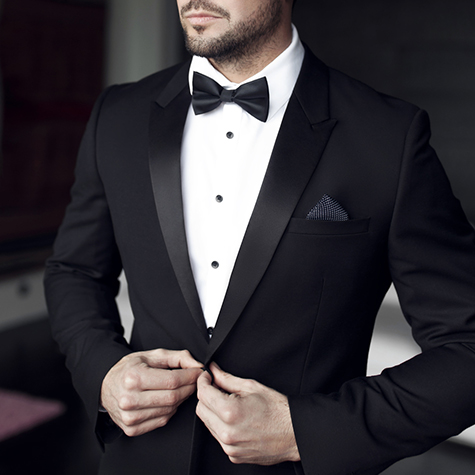 Anzug-Hochzeit-Bühne-Jacket Herren Smoking Sakko Schwarz mit weißem Paspel