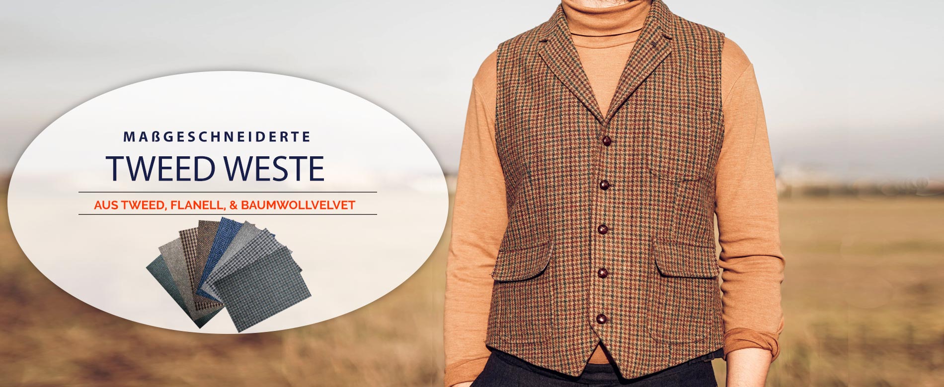 Tweed Weste Herren und Damen